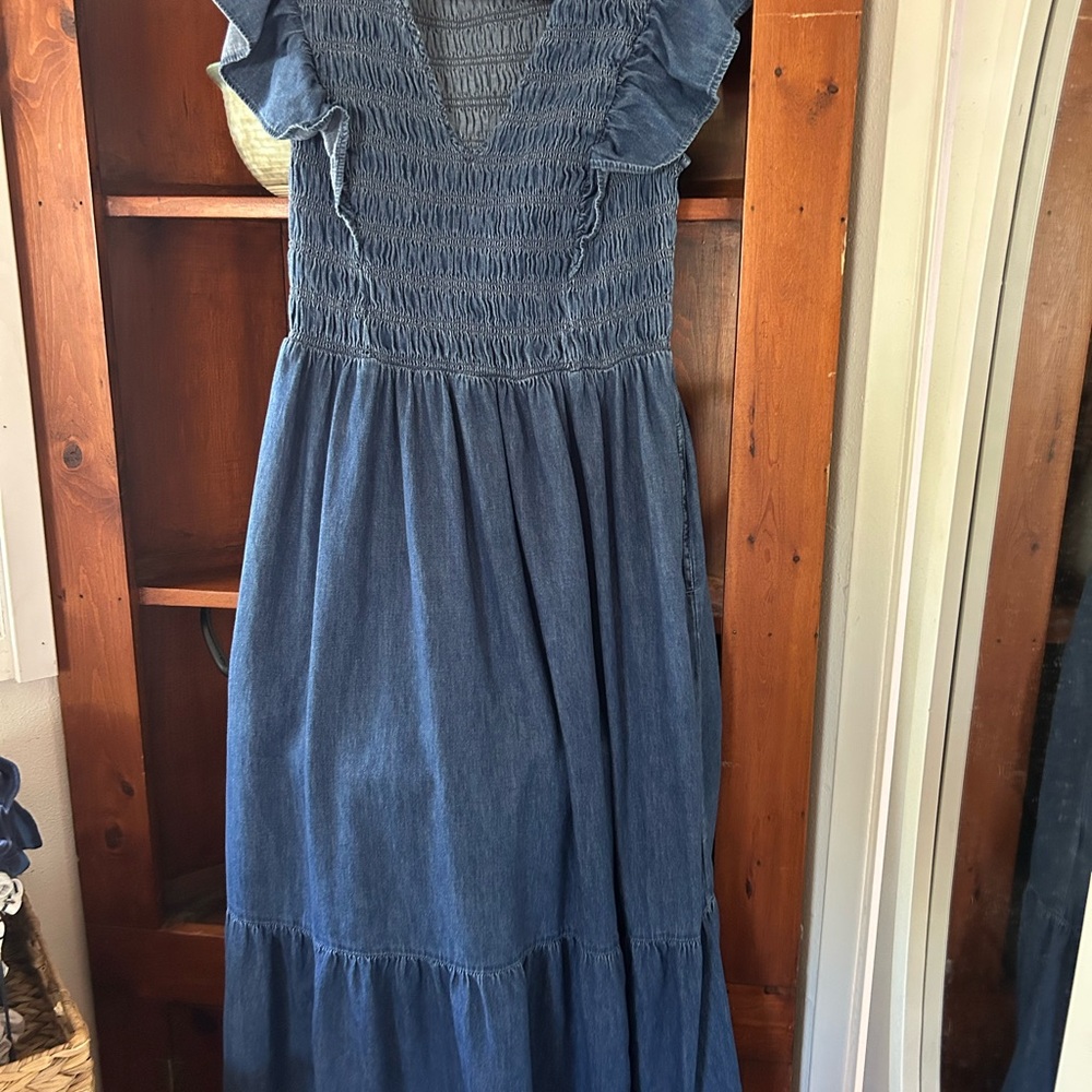 Gap Smocked Denim Dress